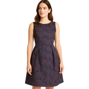 Sm Wardrobe, NWT Elegant Navy and Red Tree Patterned Dress, Size L